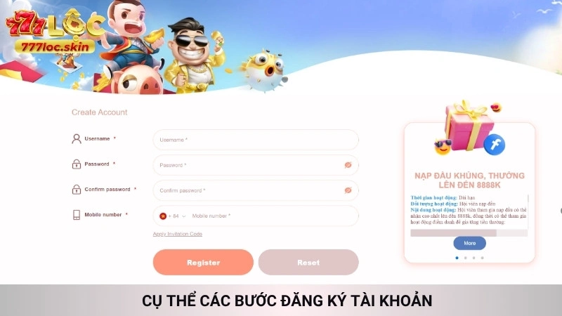 Cụ thể các bước đăng ký tài khoản