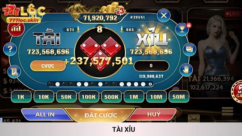 Tài xỉu online 777loc - Uy tín, xanh chín, không cân cửa 1 Tài Xỉu 777loc