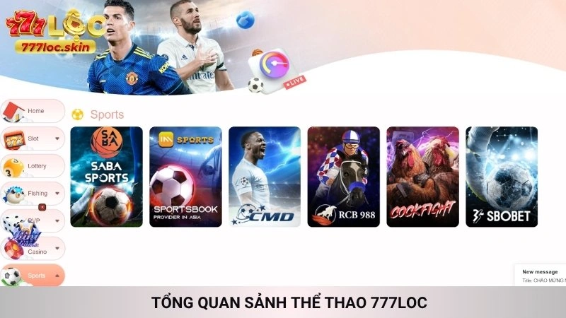 Tổng quan sảnh Thể thao 777loc